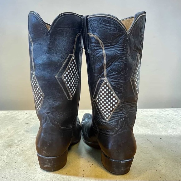 1960s Laramie Diamond Inlay — Women’s 6.5 B Vintage Cowboy Cowgirl Boots - Picture 5 of 7